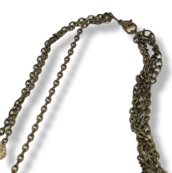 VINTAGE COLORFUL ABALONE SHELL & BEADED CHAIN LAYERED BOHO NECKLACE - Picture 7 of 8